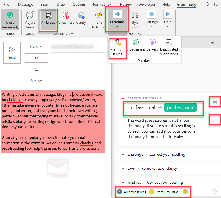free grammarly for outlook.com
